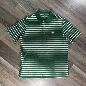Masters Classics Green Polo Shirt Men's Large Stripe Pima Cotton